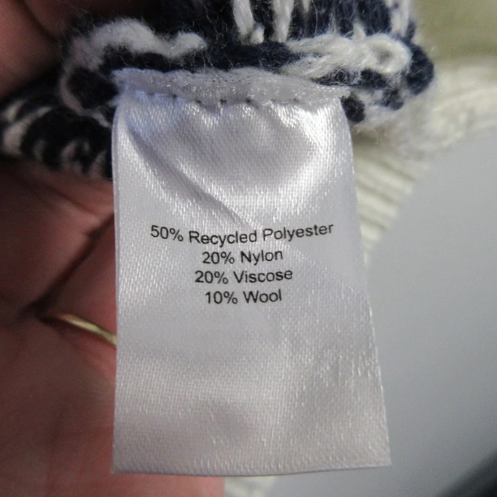 Long Wharf Supply Co Mens XL 1/4 Zip Sweater Fair Isle White Navy Nautical - Picture 6 of 15